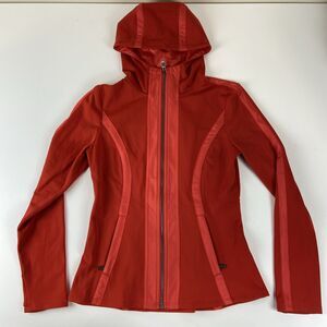 Athleta Verbier Softshell Jacket Womens Small Hoody Full Zip Red Orange